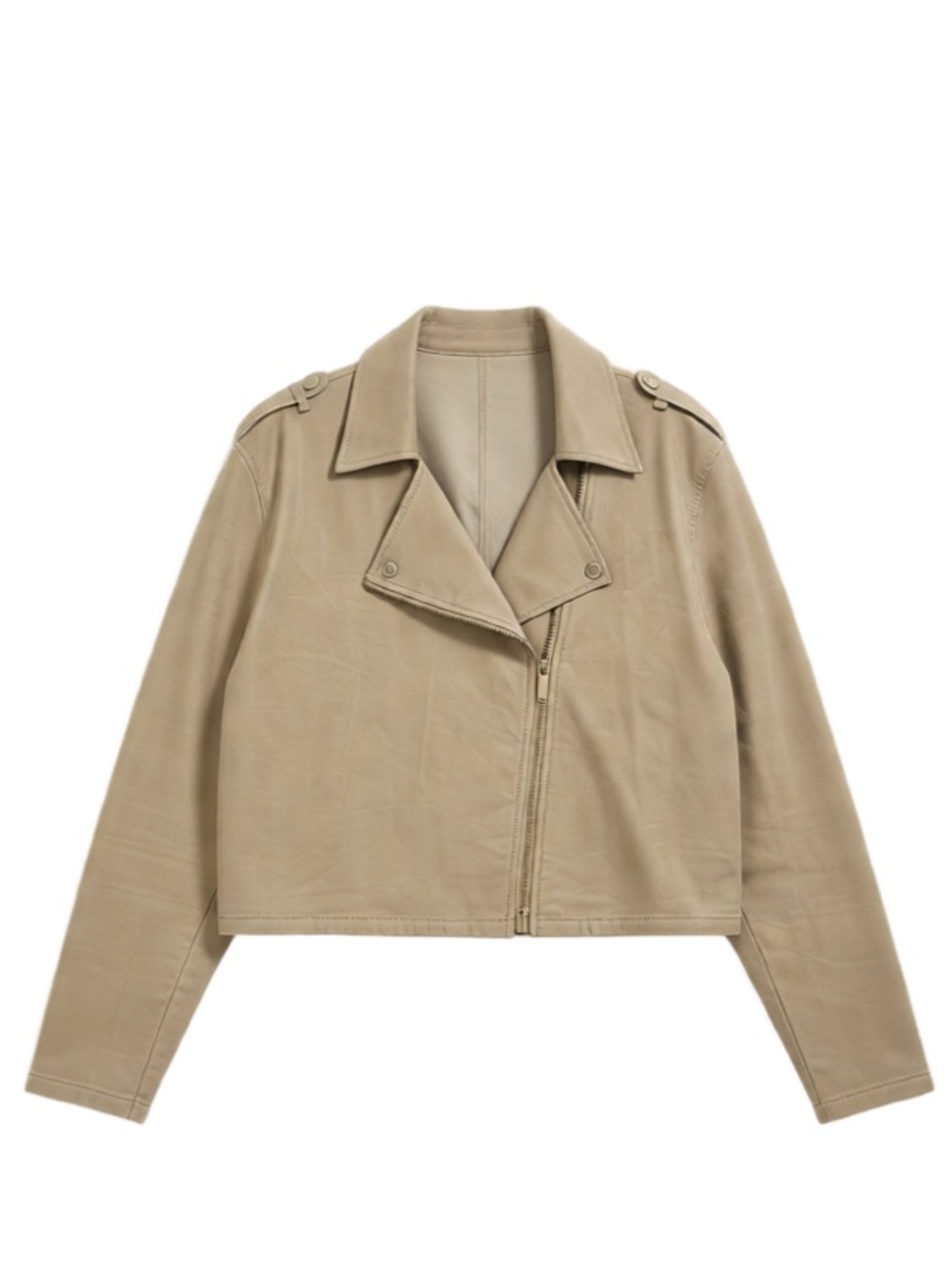 White House Black Market Taupe Cropped Moto/ Trench Jacket